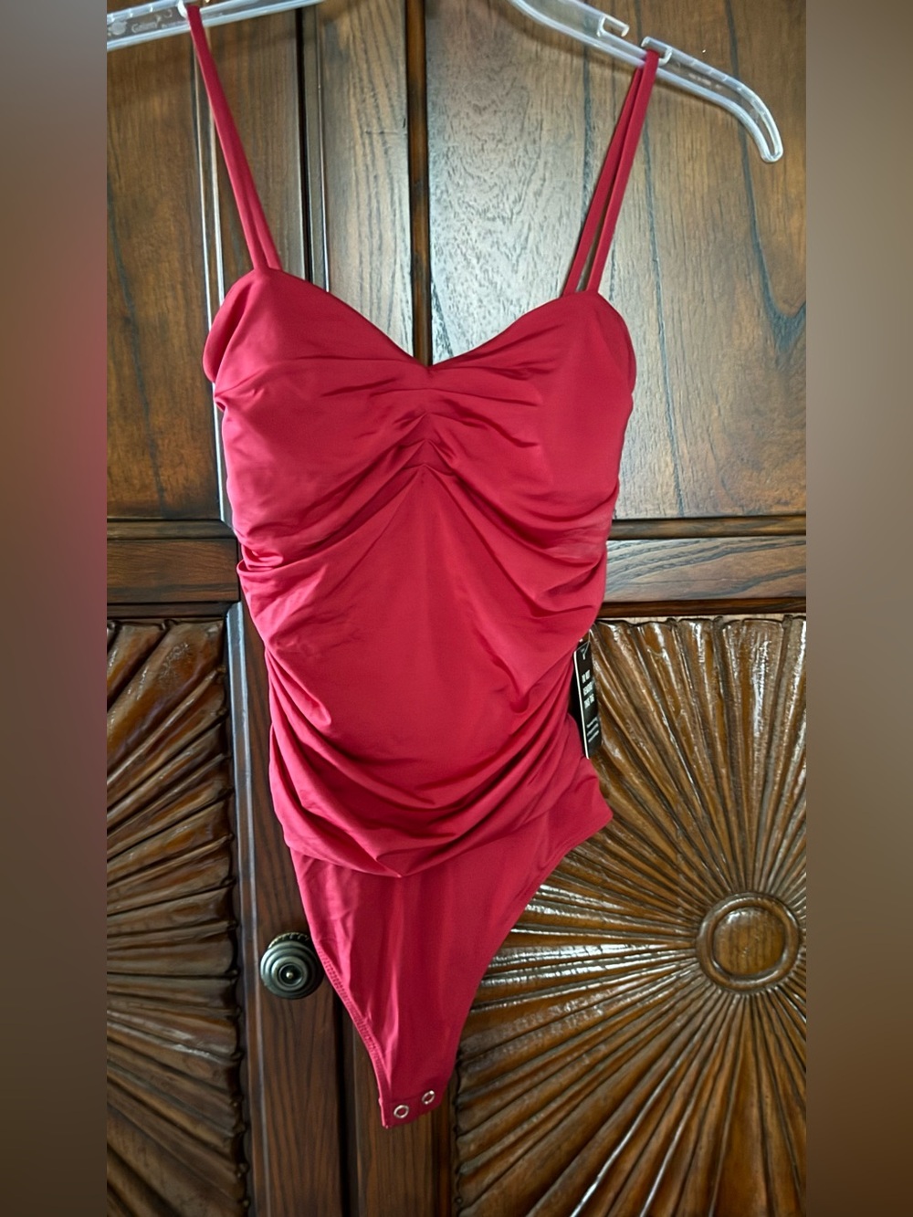 NWT Express Body Contour Double Layered Ruched Thong Bodysuit - Size XS